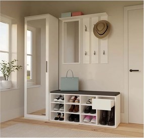 TALLIN Szafka na buty z siedziskiem i szufladą | 110x35x49 cm | Biała| Przedpokój, Siedzisko