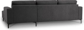 Antracytowy narożnik z tkaniny szenilowej (prawostronny/z szezlongiem) Fabian – Scandic