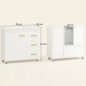 HOMCOM Szafka łazienkowa, 3-poziomowy design, MDF, płyta wiórowa, Biały