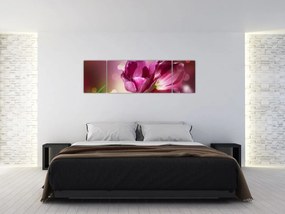 Obraz różowych tulipanów (170x50 cm)