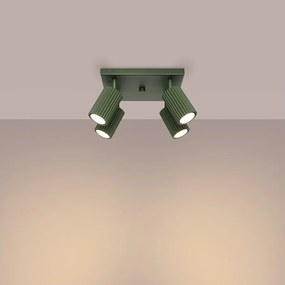 Lampa sufitowa minimalistyczny Gloow, aluminium - 4 źródło światła 3000K - L.25 x H.16.5 cm - zielony oliwkowy