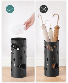 SongmicsHome Metalowy stojak na parasole ANABEL, 17x41 cm, czarna