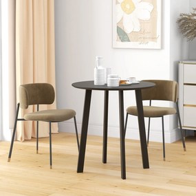 HOMCOM Stół obiadowy dla 2 osób, biała blat, metalowe nogi z nakładkami, Ø72 x 75H cm, Czarny