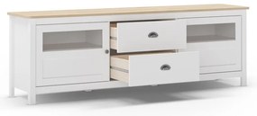 Biała szafka pod TV z litego drewna sosnowego 180x59 cm Misti – Marckeric