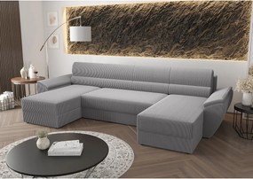 BEDANTE narożnik REBIU2 Poso 110 szary z funkcją spania sofa w kształcie litery U z pojemnikiem na pościel