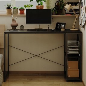 Biurko komputerowe stół loft czarne nowoczesne z półkami industrialne 120