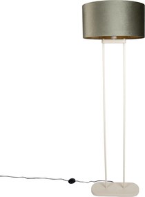 Lampa podłogowa beżowa z zielonym owalnym kloszem i złotym wnętrzem 50 cm - Thijmen