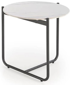 Loftowy stolik kawowy biały marmur + czarny R6-A06