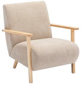 Fotel drewniany z beżową tapicerką - JULOMO
