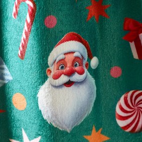 Zielony koc ze świątecznym motywem z mikropluszu 130x170 cm Christmas Icons – Catherine Lansfield
