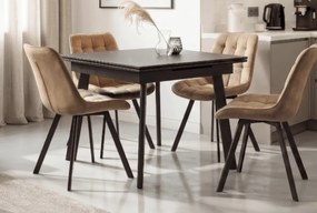 Stół jadalniany rozkładany Lares 90-150 cm ceramiczny, czarny marmur/czarny