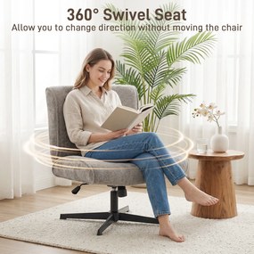 HOMCOM Obrotowy Fotel Akcentowy, Tapicerowany Fotel Lounge z Regulacją Wysokości do Salonu, Biura, Szary | Aosom PL