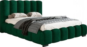 Łóżko dwuosobowe 180x200 cm Pearl - gruba pianka, nowoczesny styl, łóżko z pojemnikiem i metalowym stelażem - zielony (Amor Velvet 4311)