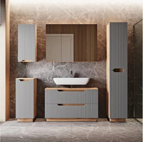 Zestaw mebli łazienkowych dąb/szary w paski 99.4x32x62.5 lotta