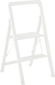 HOMCOM Drabina 2-stopniowa, Składana, Antypoślizgowa Platforma, Biała