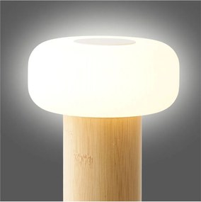 Biała/w naturalnym kolorze bambusowa lampa stołowa z plastikowym kloszem (wysokość 18 cm) Stafford – House Nordic