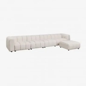 Sofa Modułowy 4-częściowy Z Pufą Z Tkaniny Bouclé Eliot Bukla Kremowy Beż - Sklum