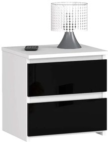 Minimalistyczna szafka nocna biały + czarny połysk G4-G64