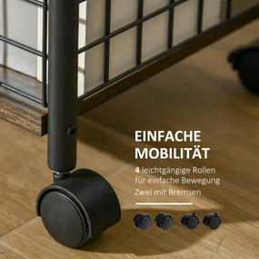 HOMCOM Wózek kuchenny przemysłowy design Stal Czarny Brąz 1 półka kosz na przechowywanie 4 kółka | Aosom PL