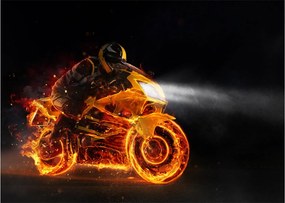 Obraz - Motocyklista z płomieniami (70x50 cm)