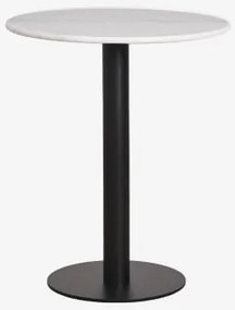 Okrągły Barowy Stół Z Naturalnego Kamienia Xiren Ø70 Cm & Biały Marmur Guangxi - Czarny - Sklum