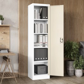 Biurowa szafa metalowa ALEX, 450 x 1850 x 400 mm, Eco Design: biała/ dąb sonoma