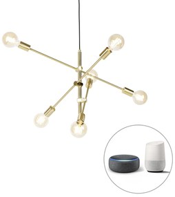 Inteligentna lampa wisząca mosiężna 6-światłowa z WiFi G95 - Sydney Retro Oswietlenie wewnetrzne
