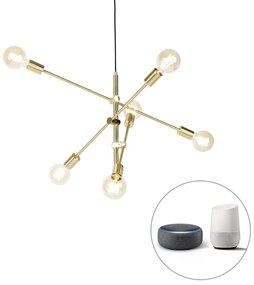 Inteligentna lampa wisząca z mosiądzu, 6 punktów świetlnych, w tym Wifi G95 - Sydney Retro Oswietlenie wewnetrzne