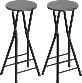 HOMCOM Stołki barowe 2 szt., składane krzesło barowe ze stalową ramą, krzesła kuchenne z podwójnym podnóżkiem 34 x 30 x 70 cm czarne | Aosom PL