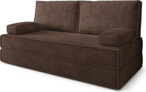 Masseno Sofa piankowa SILAR z funkcją spania, Kanapa z pianki do salonu, Bezmontażowa, Tkanina sztruksowa – Brązowy POSO 06
