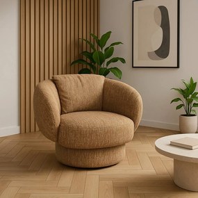 Fotel designerski BRISTEN, obrotowy, w kolorze karmelu