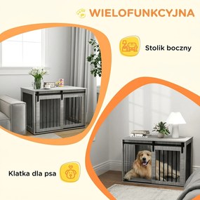 PawHut Klatka dla psa z drzwiami przesuwnymi wentylowana stalowa 98x58x61 cm szara | Aosom PL