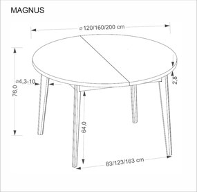 Rozkładany okrągły stół Magnus Halmar