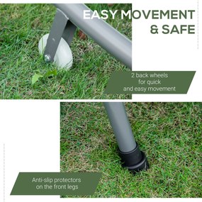 Outsunny® Leżak Dwuosobowy Ze Składanym Daszkiem Stal Kremowo-biały