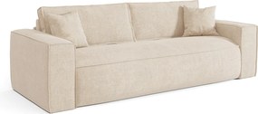 Kanapa 4-osobowa typu express z tkaniny beżowej - pow. spania 160 cm - Materac 13 cm z pamięcią kształtu - AMELIA
