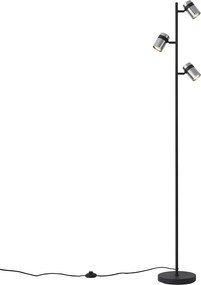 Nowoczesna lampa podłogowa czarna z przydymionym szkłem, 3-źródła światła - Gianni