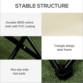 Outsunny Składane krzesło campingowe, rama stalowa, siedzisko z tkaniny, torba, Biały