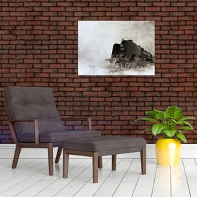 Obraz na szkle - Pociąg we mgle (70x50 cm)