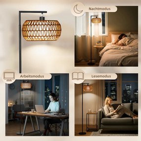 HOMCOM Lampa stojąca LED z podwójnym kloszem, ściemniana z 3 temperaturami barwowymi do salonu, sypialni, biura, Czarny | Aosom PL