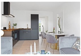 Okrągły stół z blatem w dekorze marmuru ø 110 cm Bolzano – House Nordic