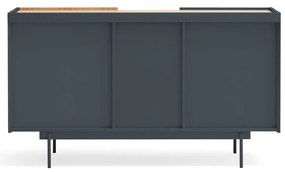 Antracytowo-naturalna niska komoda w dekorze dębu 130x78 cm Otto – Teulat