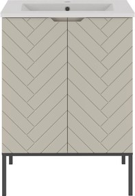 Szafka z umywalką wpuszczaną Aspen 09, cashmere/czarny, 60 cm - zestaw 3