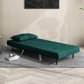 HOMCOM Sofa rozkładana ciemnozielona funkcja łóżka praktyczny składany fotel do spania stylowy design | Aosom PL