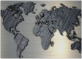 Obraz na szkle - Mapa świata w kamiennej teksturze (70x50 cm)