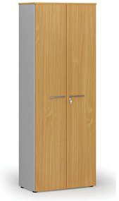 Szafa biurowa z drzwiami PRIMO GRAY, 800 x 420 x 2128 mm, szary/buk