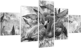 Obraz - Graffiti z flamingami (125x70 cm)
