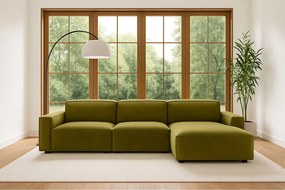 Narożnik w kształcie L Cursal, tkanina Salvador, Oliwkowy, Prawy