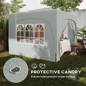 Outsunny Pawilon 3 x 3 m, Pop-Up Namiot Ogrodowy ze Ścianami Bocznymi i Torbą, UPF50+, Regulowana Wysokość, Jasnoszary