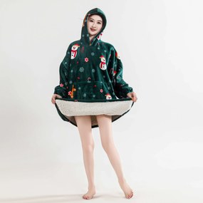 Koc bluza z rękawami i kapturem SNOWMAN AND GINGERBREAD zielony