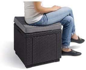 Ciemnoszary puf ogrodowy Cube – Keter